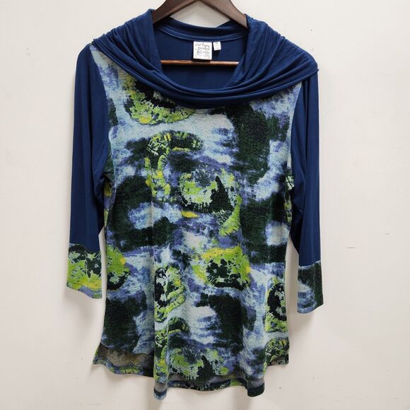 Parsley & Sage Womens Cowl Neck Tunic Size M Tie Dye Mixed Media Artsy Unique - Picture 1 of 10